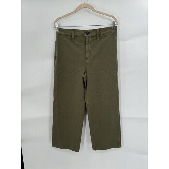 J Crew Slim Wide Leg Pants 29 Garment Washed Army Green Fairy Gremlin Goblin - Picture 2 of 12